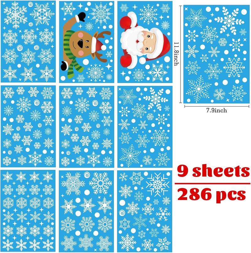 Pseutio 286 PCS Christmas Decorations Snowflake Window Clings Stickers for Glass Xmas Window Decorations - Image 2